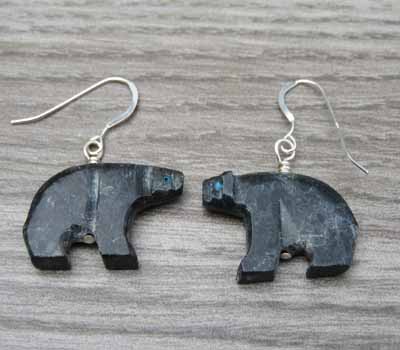 Carved Bear Fetish Earrings 1